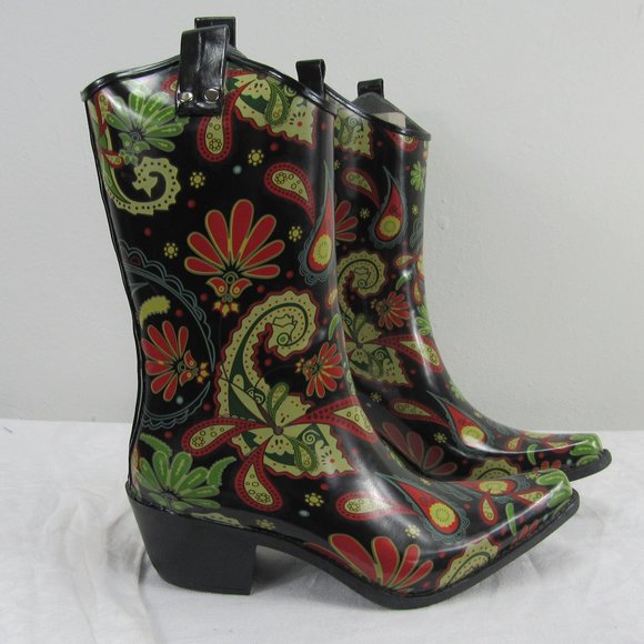 Nomad Footwear Shoes - NoMad Black paisley rain boots yippy 9 Women's